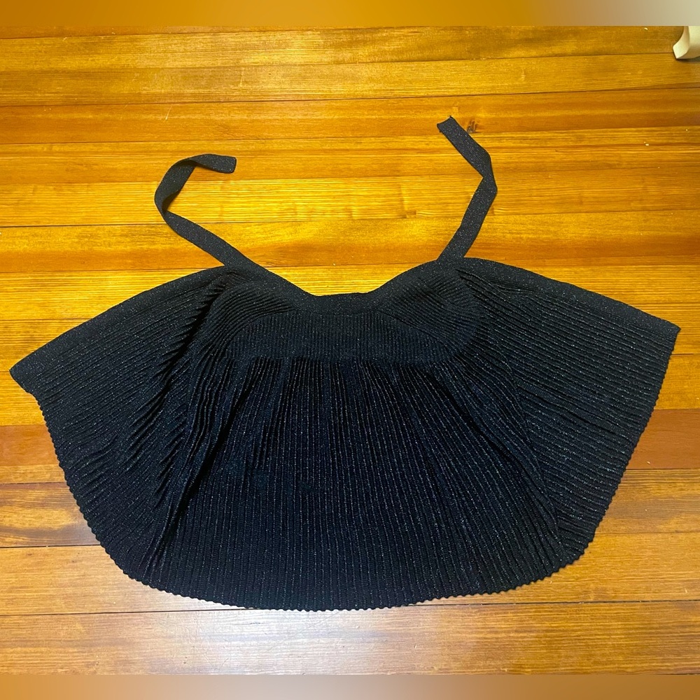 Vintage Sparkly Black Pleated Cape Cardigan Size 5/6